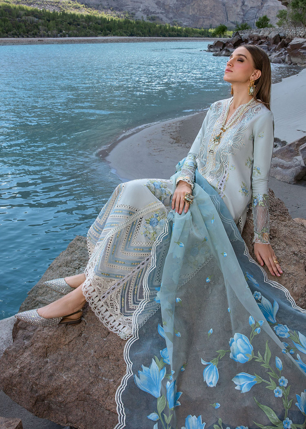Buy Now Luxury Lawn '24 by Crimson | Forget Me Not - Ice Blue Online at Empress in USA, UK, Canada, Germany, Italy, Dubai & Worldwide at Empress Clothing. 