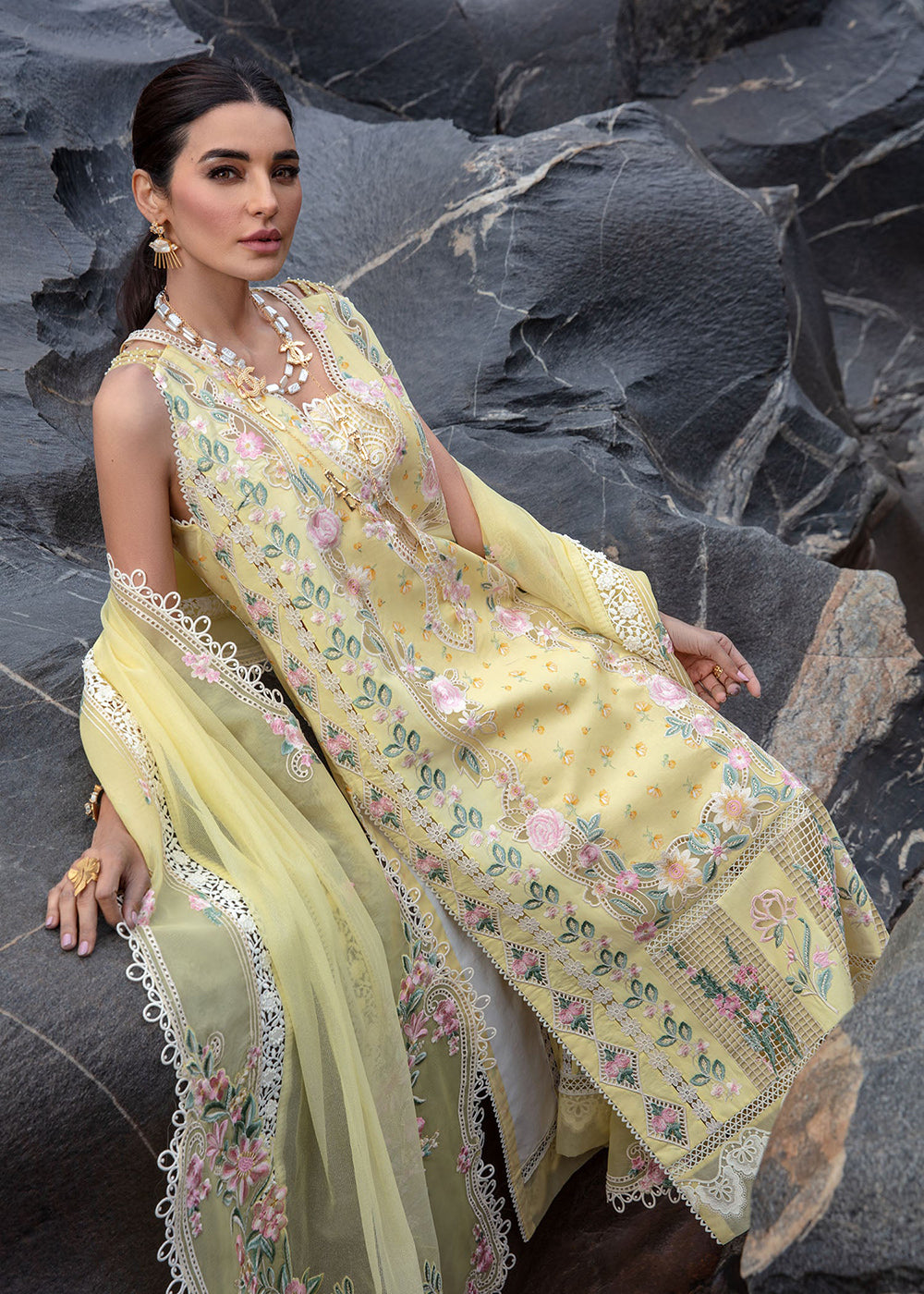Buy Now Luxury Lawn '24 by Crimson | Believe In Her - Topaz Yellow Online at Empress in USA, UK, Canada, Germany, Italy, Dubai & Worldwide at Empress Clothing. 