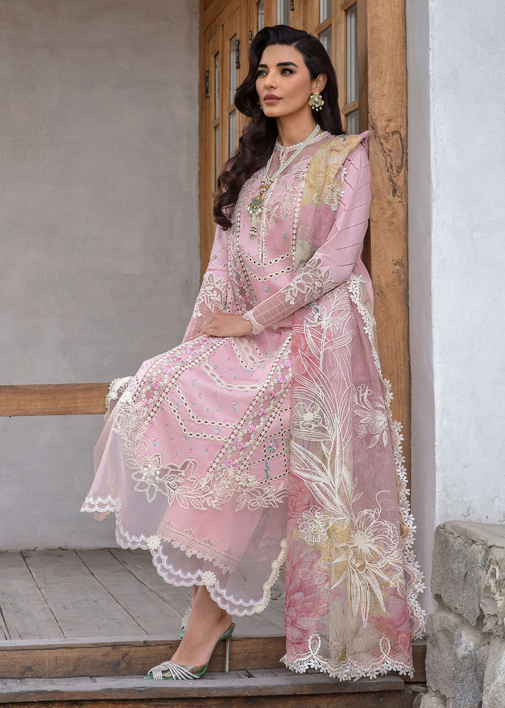 Buy Now Luxury Lawn '24 by Crimson | A Floral Mesh - Rose Pink Online at Empress in USA, UK, Canada, Germany, Italy, Dubai & Worldwide at Empress Clothing.