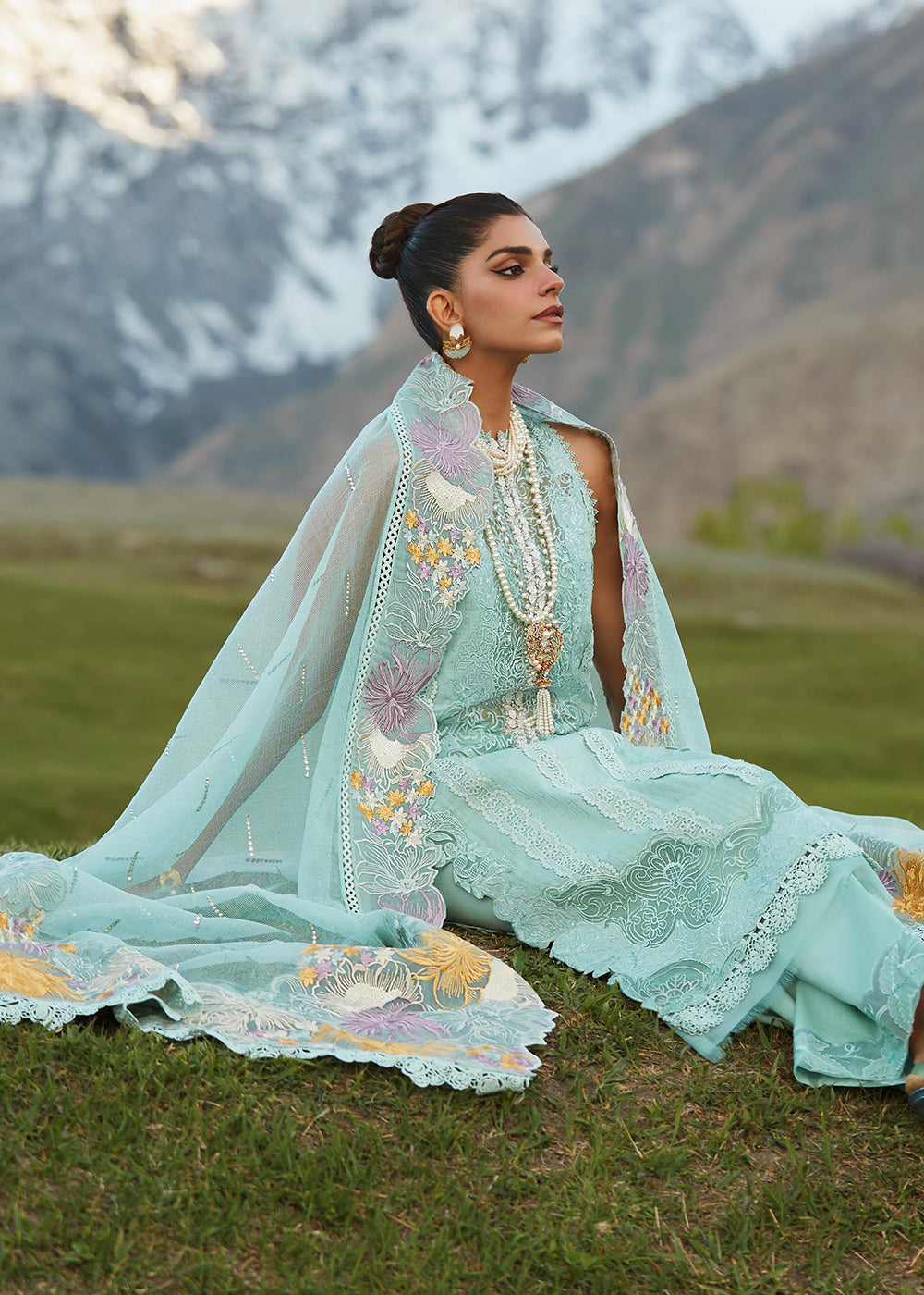 Buy Now Green Lawn Suit - Saira Shakira X Crimson Luxury Lawn 23 - Pleated Perfection - D4A Online in USA, UK, Canada & Worldwide at Empress Clothing. 