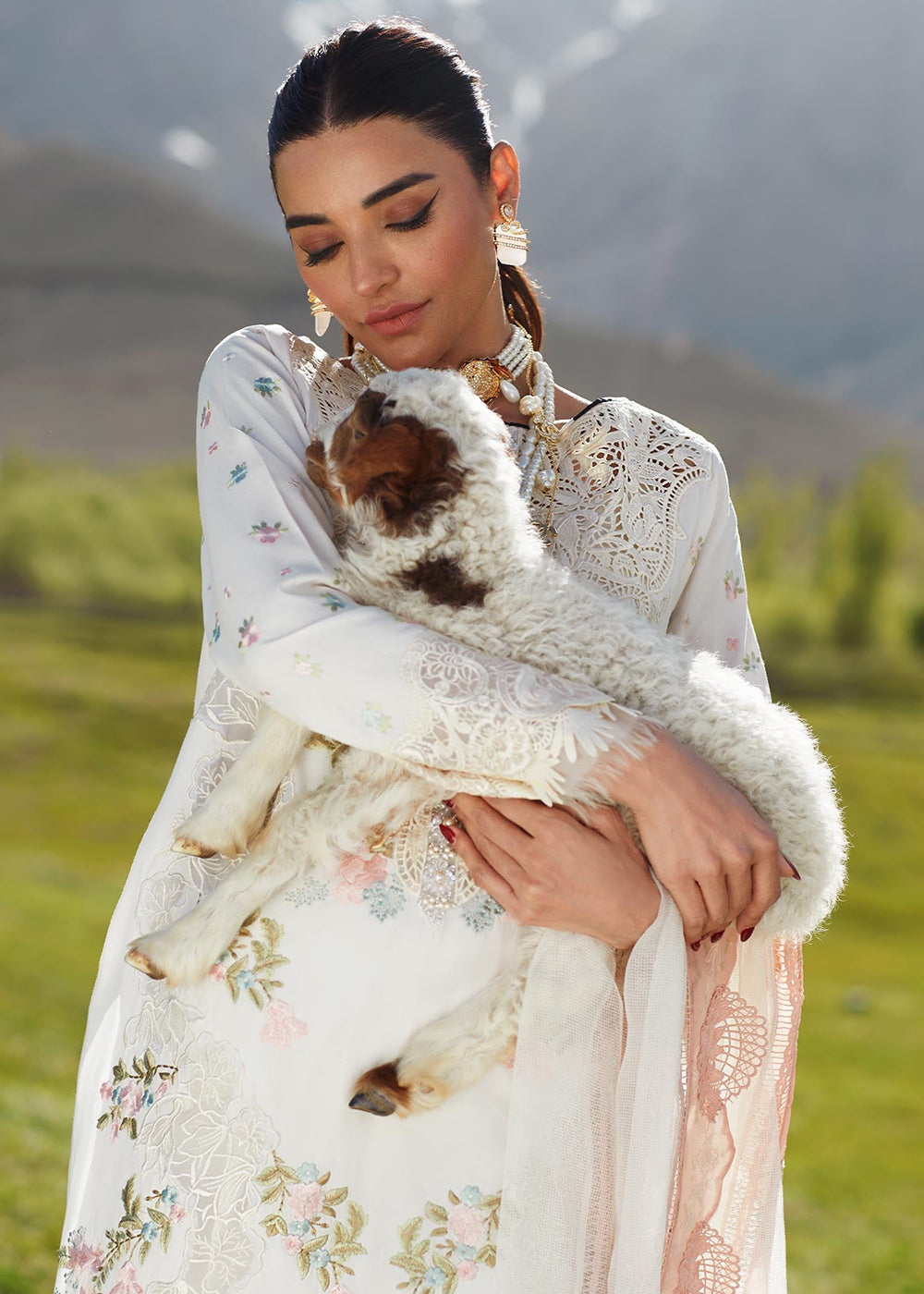 Buy Now Ivory Lawn Suit - Saira Shakira X Crimson Luxury Lawn 23 - Summer in the Meadows - D1A Online in USA, UK, Canada & Worldwide at Empress Clothing. 