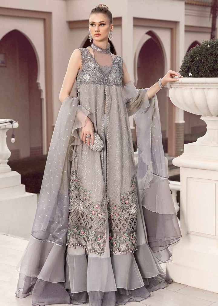 Buy Now Sateen Unstitched Formals 2023 by Maria B | Grey CST-707 Online in USA, UK, Canada & Worldwide at Empress Clothing. 
