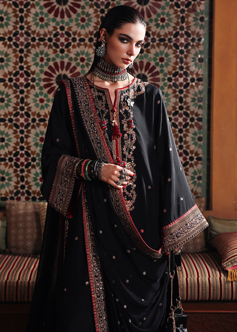 Buy Now Nuvera Raw Silk Collection '26 by Mushq | Carmine Jewel Online in US, UK, Canada, France, Greece, Germany, Sweden, Austria, UAE & Worldwide at Empress.