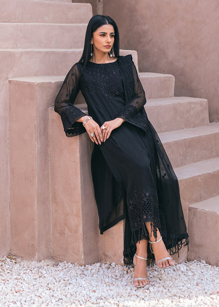 Buy Now Embroidered Ensembles 3 Pcs by Azure | Charcoal Charm Online at Empress Online in USA, UK, Canada & Worldwide at Empress Clothing.