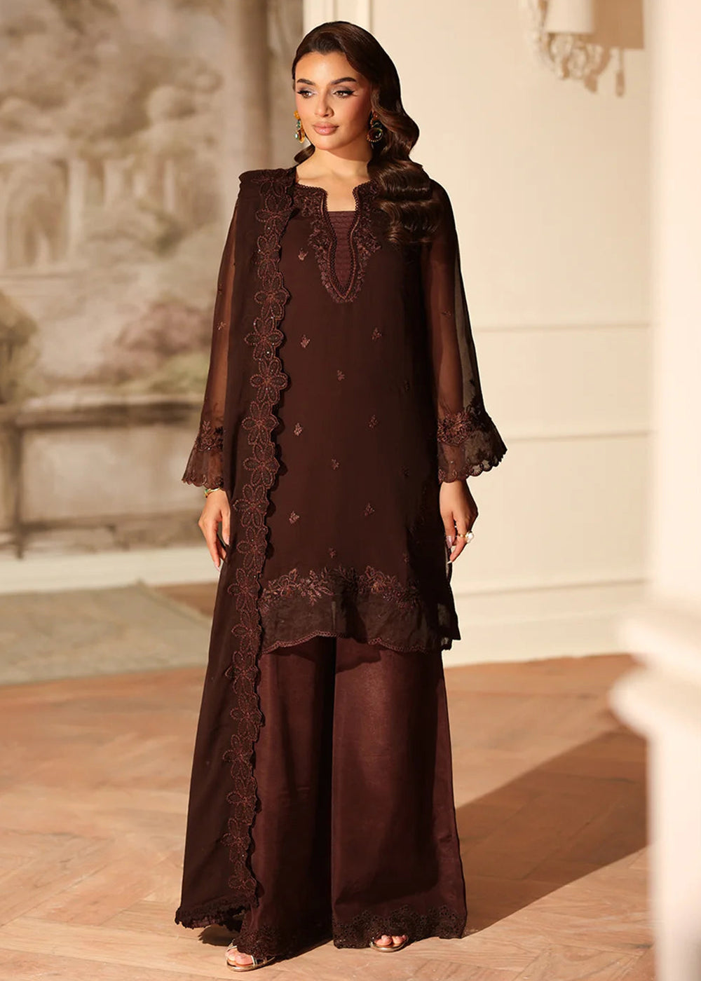 Buy Now Ensembles Party Wear '25 by Azure | Cocoa Drape Online in USA, UK, Canada, France, Italy, Germany, Greece, Sweden, Africa, UAE & Worldwide at Empress.