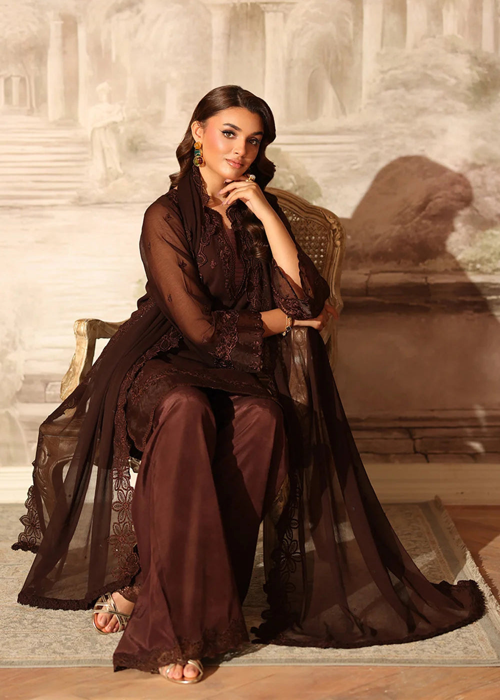 Buy Now Ensembles Party Wear '25 by Azure | Cocoa Drape Online in USA, UK, Canada, France, Italy, Germany, Greece, Sweden, Africa, UAE & Worldwide at Empress.