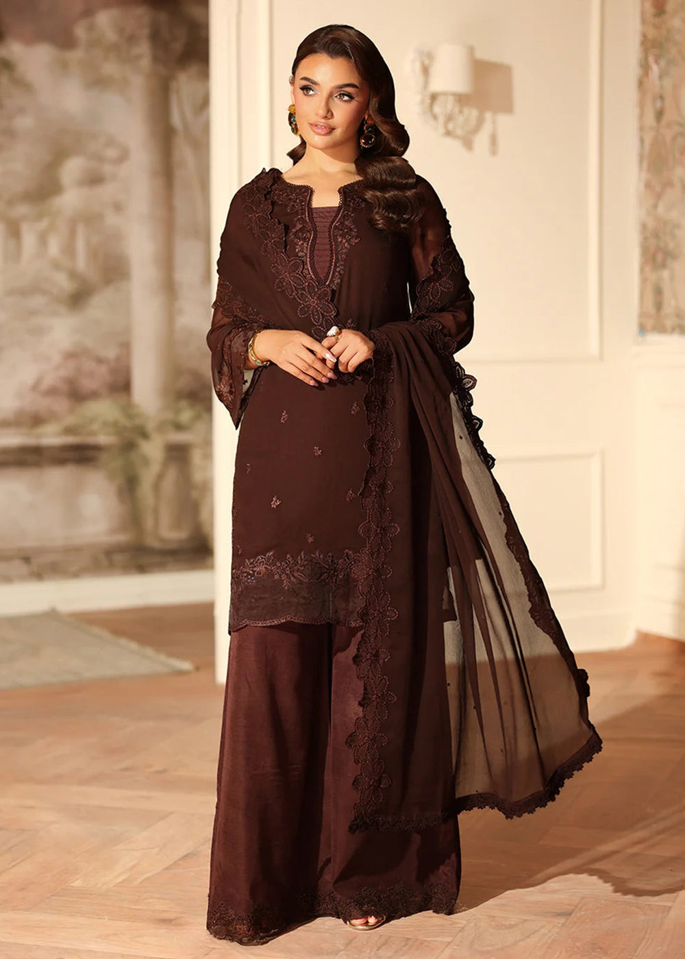 Buy Now Ensembles Party Wear '25 by Azure | Cocoa Drape Online in USA, UK, Canada, France, Italy, Germany, Greece, Sweden, Africa, UAE & Worldwide at Empress.