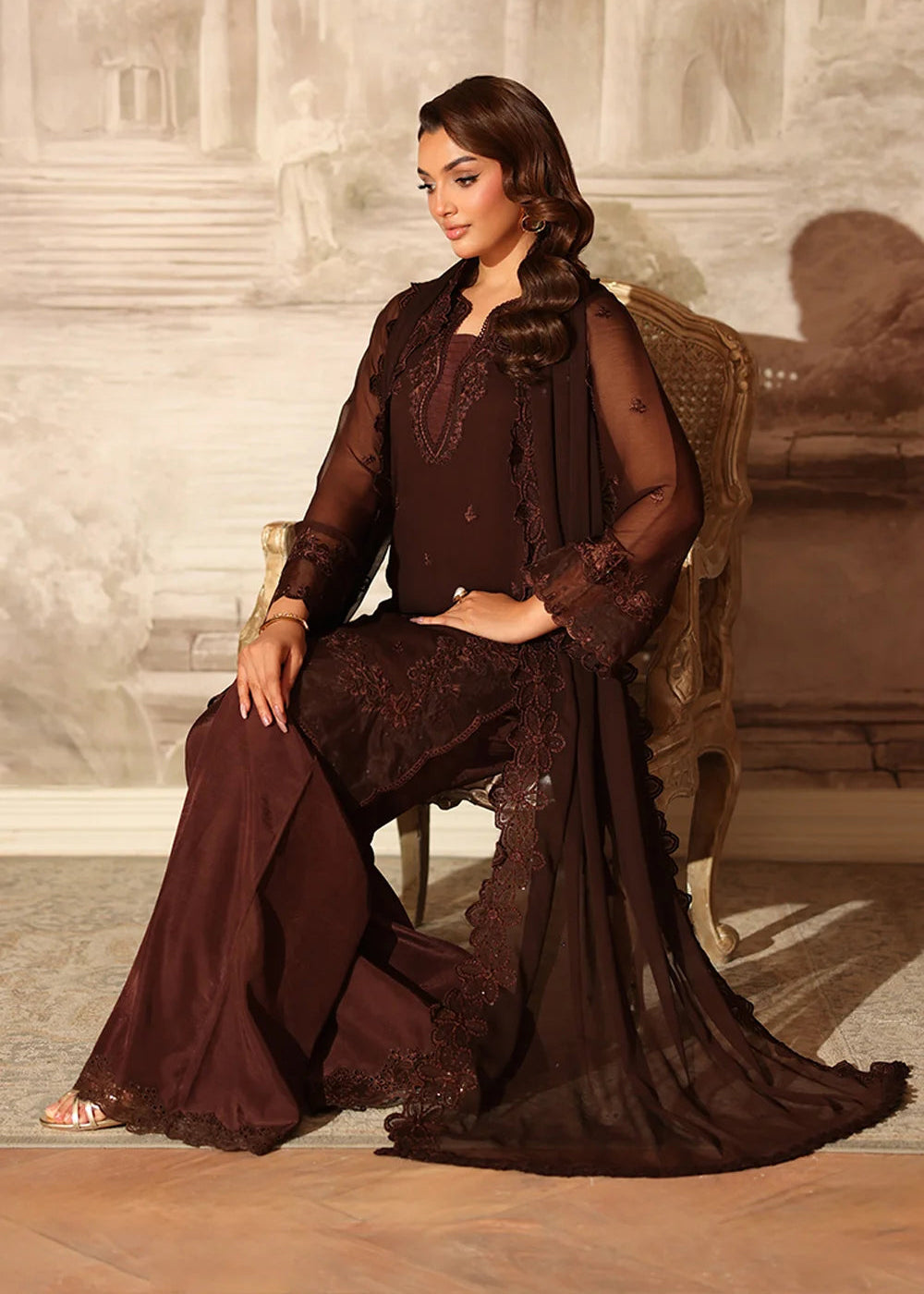 Buy Now Ensembles Party Wear '25 by Azure | Cocoa Drape Online in USA, UK, Canada, France, Italy, Germany, Greece, Sweden, Africa, UAE & Worldwide at Empress.