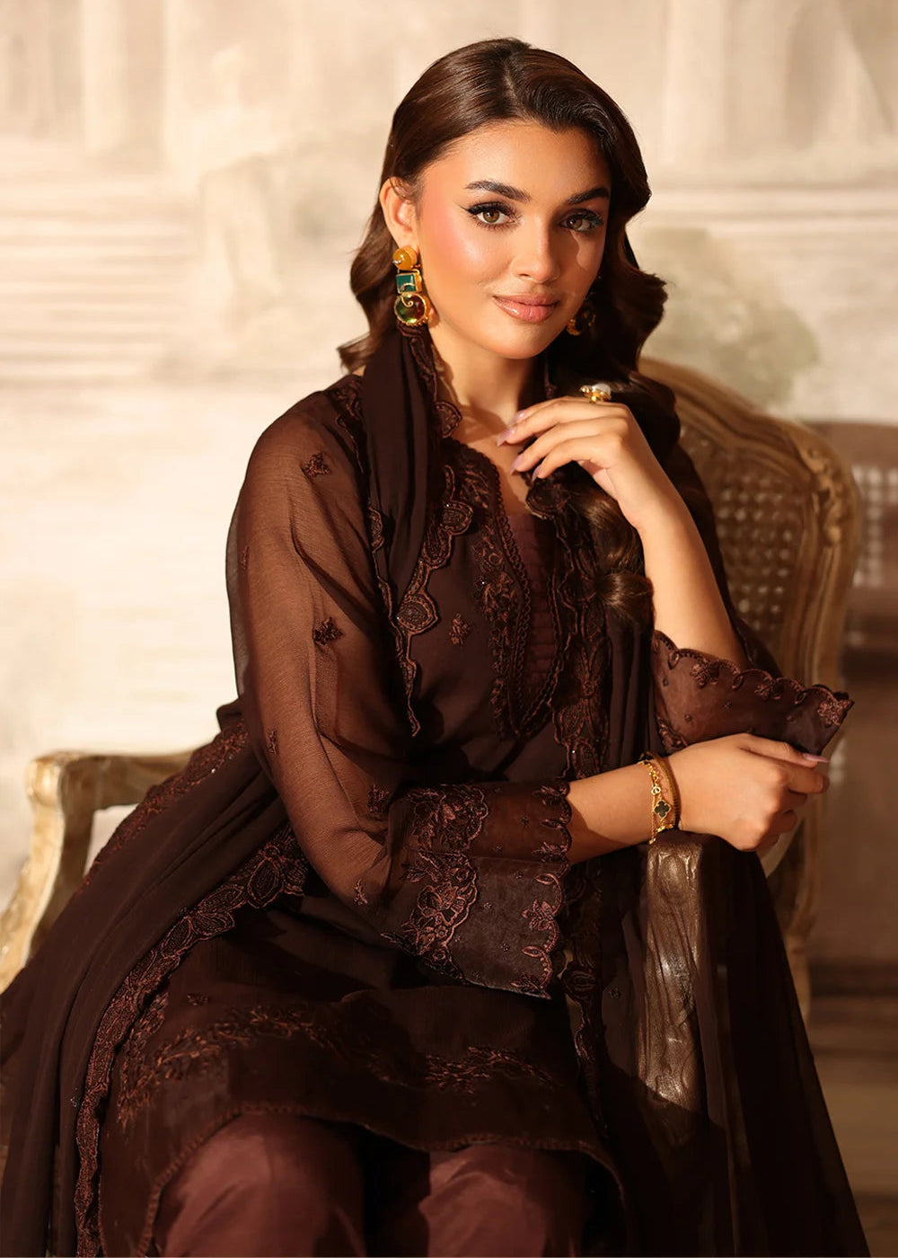 Buy Now Ensembles Party Wear '25 by Azure | Cocoa Drape Online in USA, UK, Canada, France, Italy, Germany, Greece, Sweden, Africa, UAE & Worldwide at Empress.