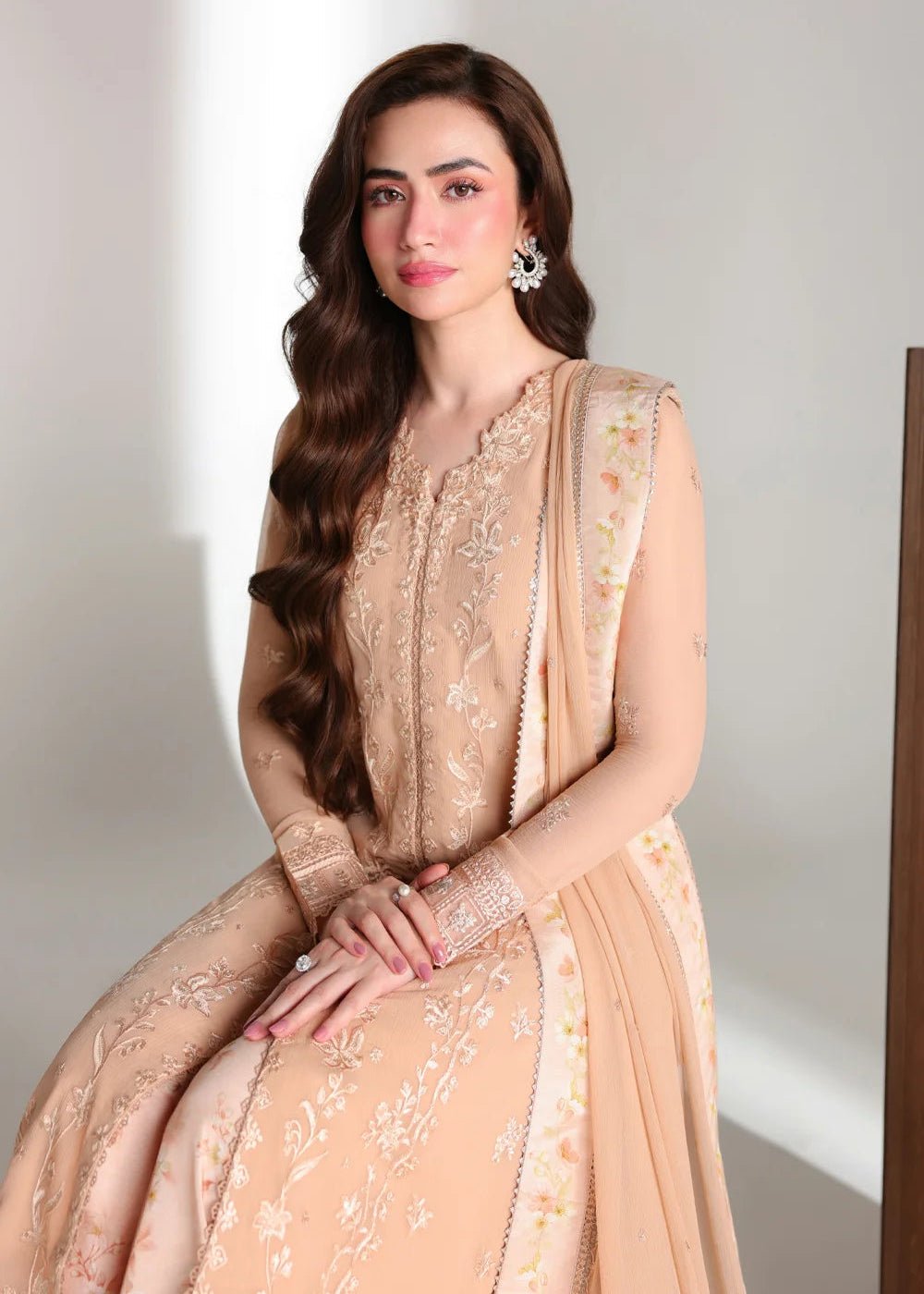 Buy Ensembles Embroidered Festive Chiffon &