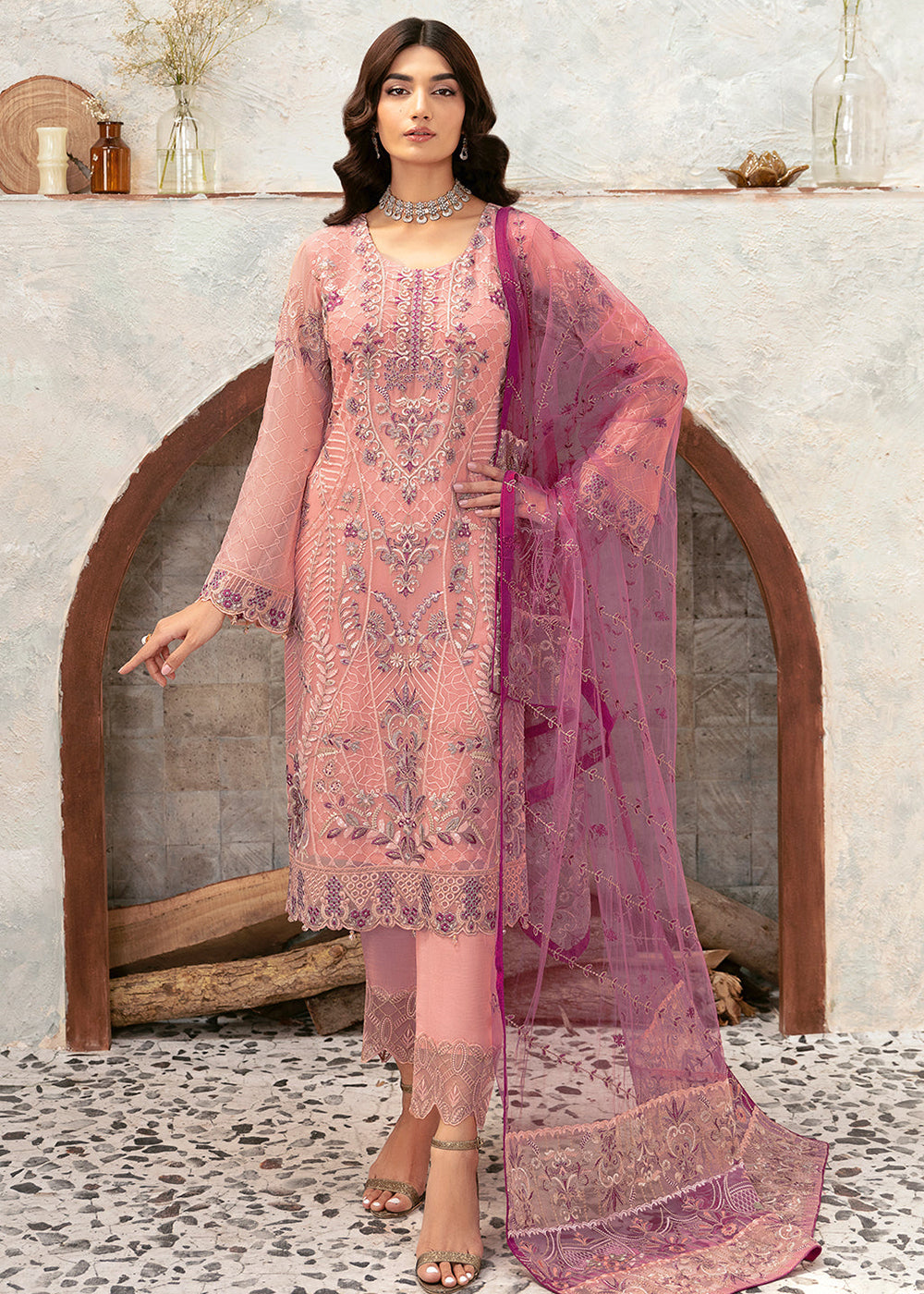 Buy Now Rangoon Chiffon Collection 24 by Ramsha | D-1201 Online at Empress in USA, UK, Canada, Germany, Italy, Dubai & Worldwide at Empress Clothing.