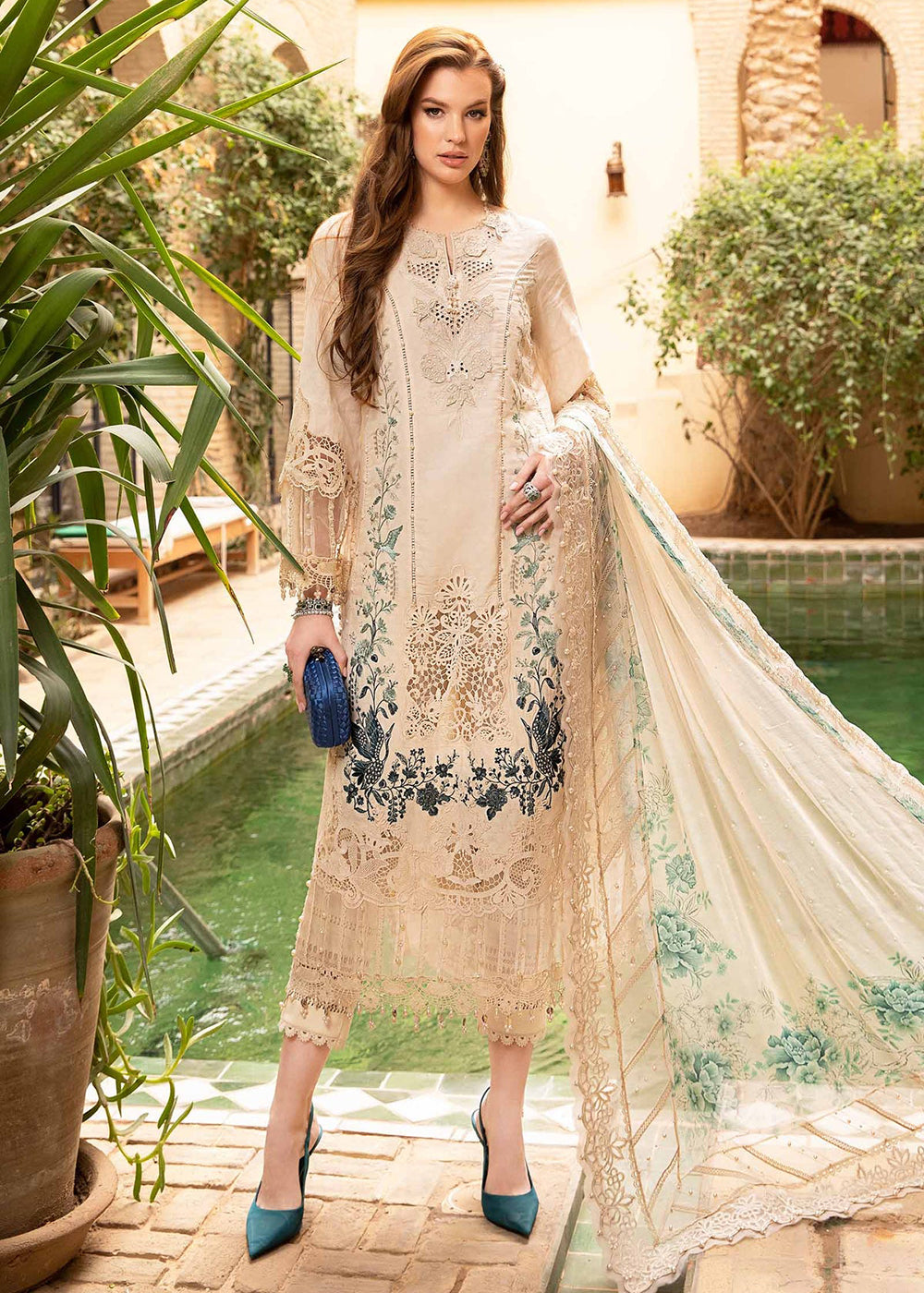 Buy Now Unstitched Voyage a' Luxe Lawn '24 by Maria B | D-2414-B Online at Empress in USA, UK, Canada & Worldwide at Empress Clothing.