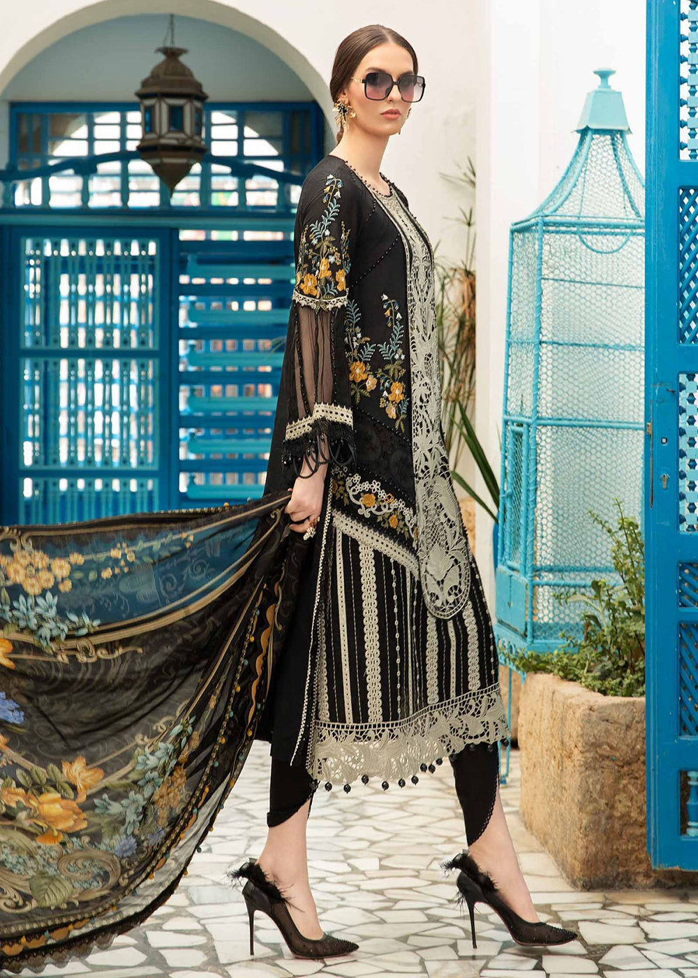 Buy Now Unstitched Voyage a' Luxe Lawn '24 by Maria B | D-2415-B Online at Empress in USA, UK, Canada & Worldwide at Empress Clothing.