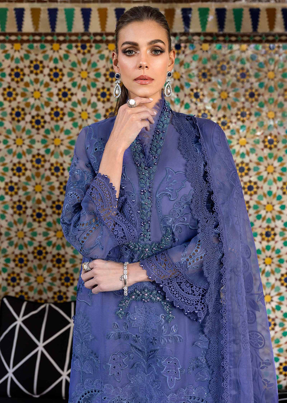 Buy Now Unstitched Voyage a'LUXE Luxury Lawn '25 by Maria B | D-2506-B Online in USA, UK, Canada, France, Italy, Germany, UAE & Worldwide at Empress Clothing.