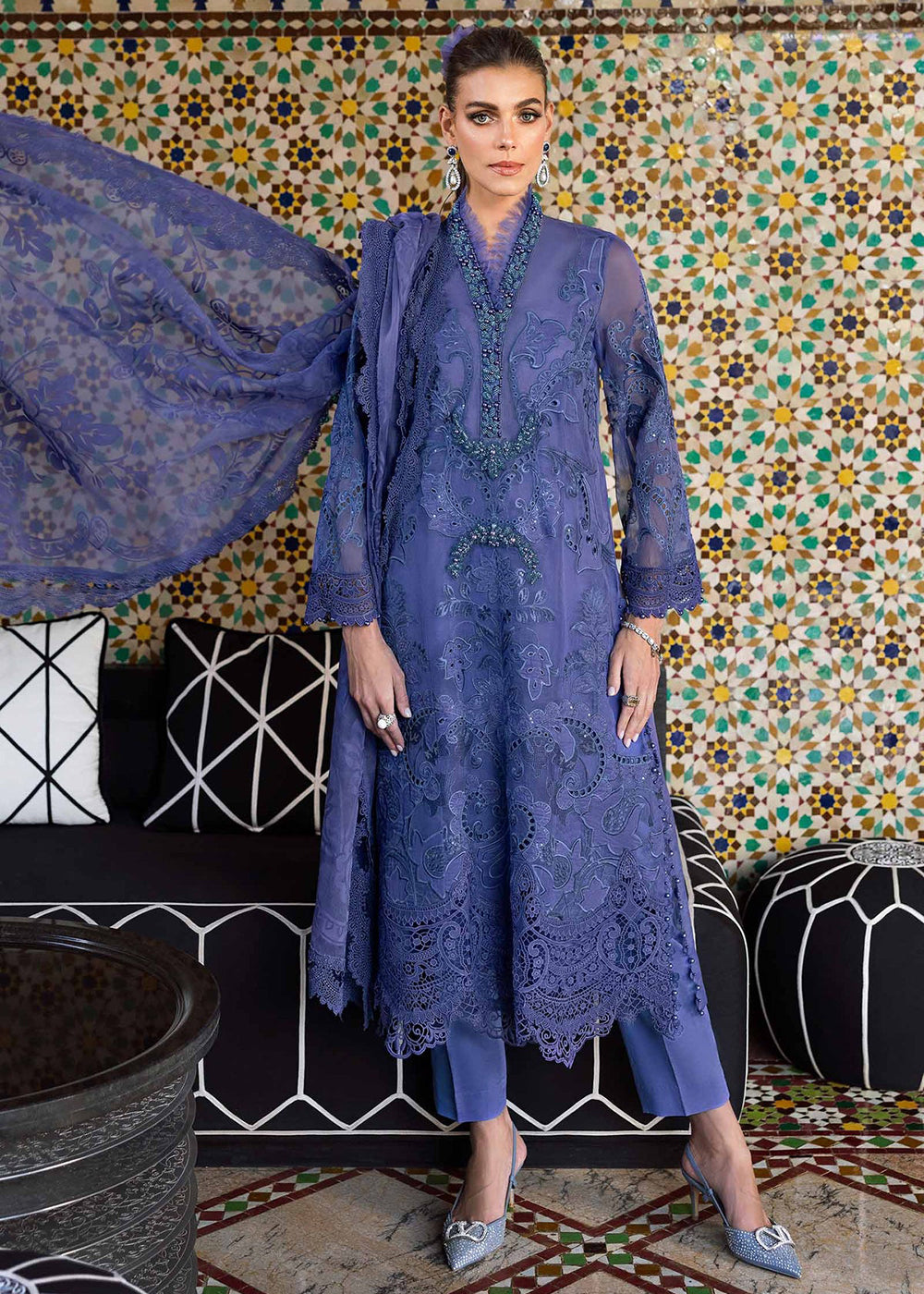 Buy Now Unstitched Voyage a'LUXE Luxury Lawn '25 by Maria B | D-2506-B Online in USA, UK, Canada, France, Italy, Germany, UAE & Worldwide at Empress Clothing.