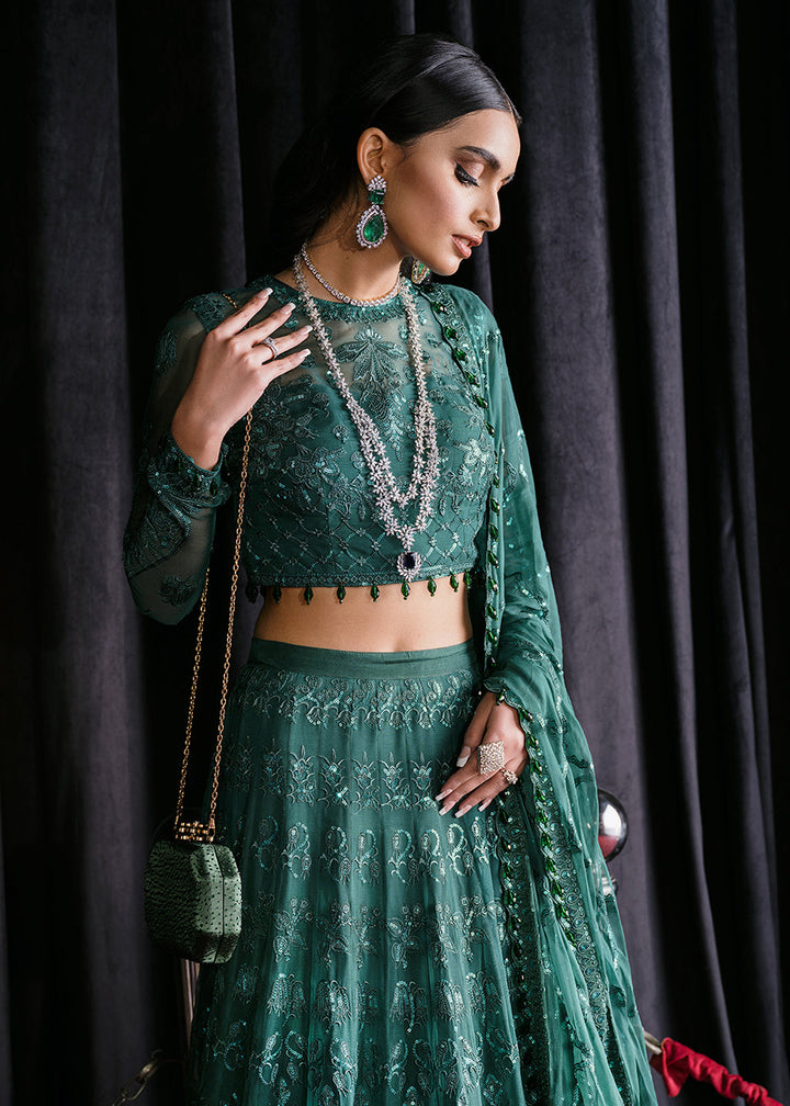 Buy Now  Green Lehenga Suit - Afrozeh Luxury Starlet Collection '23 -Imperial Ivy Online in USA, UK, Canada & Worldwide at Empress Clothing. 