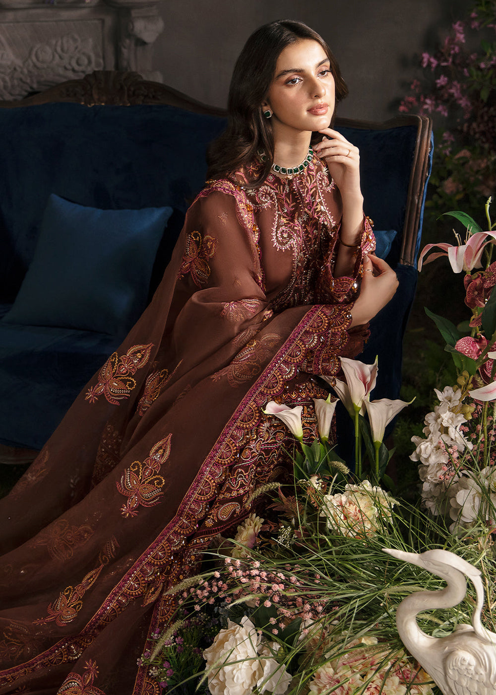 Buy Now Brown Pakistani Palazzo Suit - Afrozeh La Fuchsia Formals '23 - Mahogany Online in USA, UK, Canada & Worldwide at Empress Clothing.