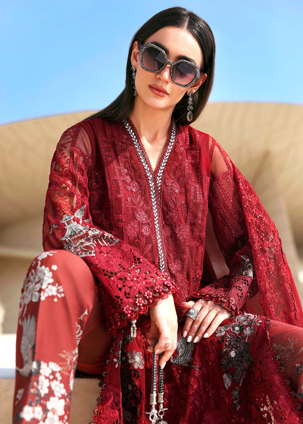 Buy Now Premium Luxury Lawn '26 by Maria B | D-2607A Online in US, UK, Canada, France, Italy, Germany, Greece, Sweden, UAE, Africa & Worldwide at Empress.