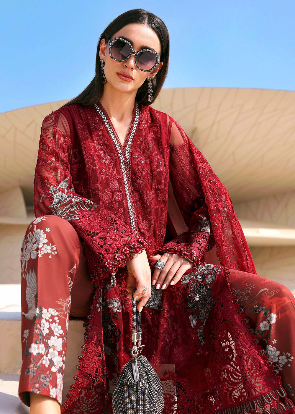 Buy Now Premium Luxury Lawn '26 by Maria B | D-2607A Online in US, UK, Canada, France, Italy, Germany, Greece, Sweden, UAE, Africa & Worldwide at Empress.