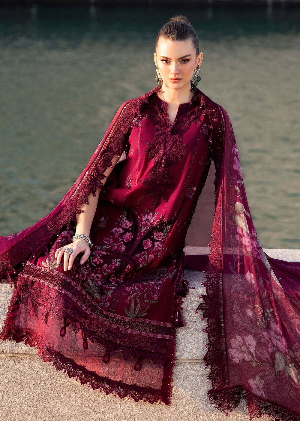 Buy Now Premium Luxury Lawn '26 by Maria B | D-2611B Online in US, UK, Canada, France, Italy, Germany, Greece, Sweden, UAE, Africa & Worldwide at Empress.