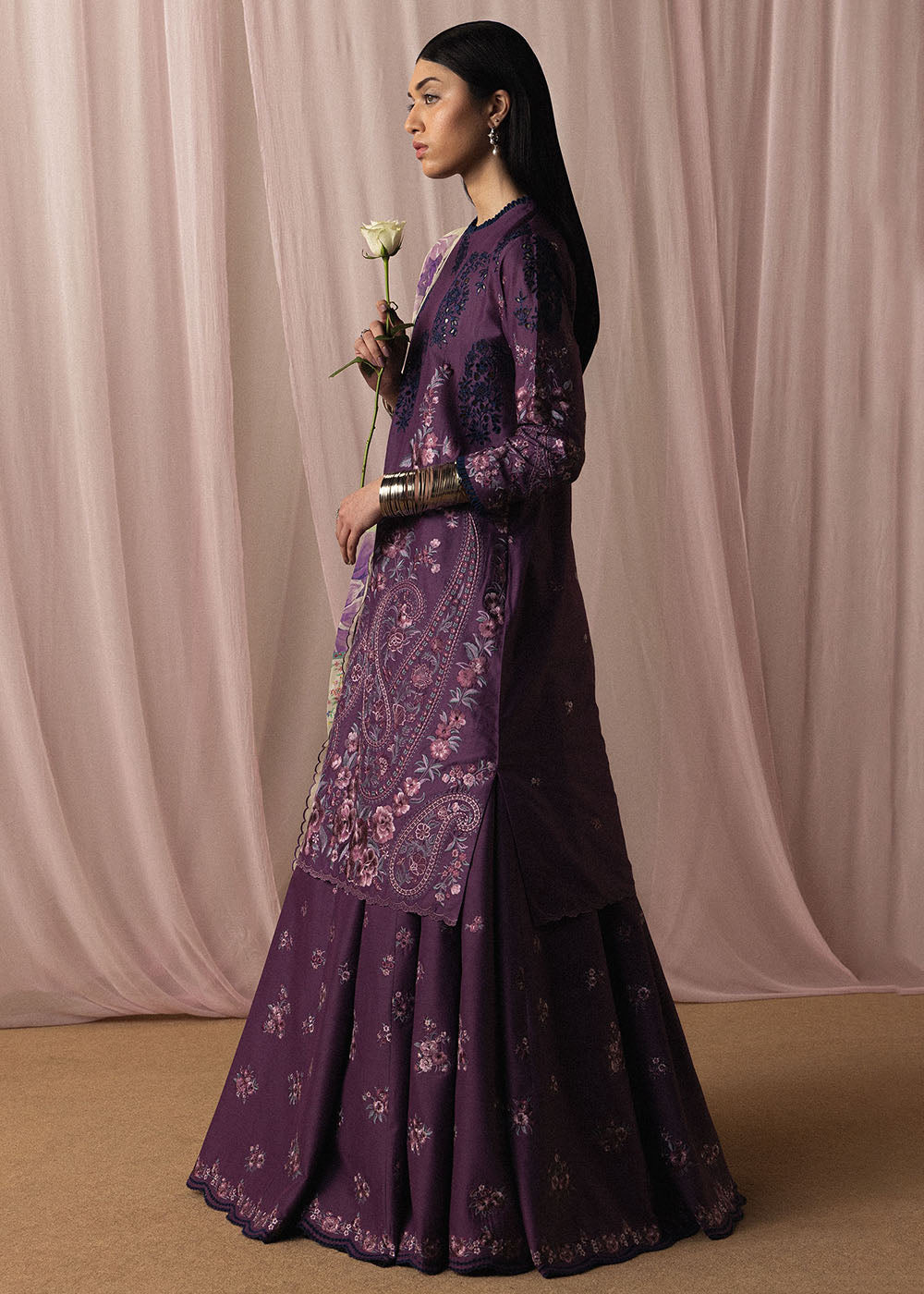 Buy Now Satori Luxury Lawn '26 by Zara Shahjahan | Sumire-D2 Online in US, UK, Canada, France, Italy, Germany, Greece, Sweden, Africa & Worldwide at Empress.