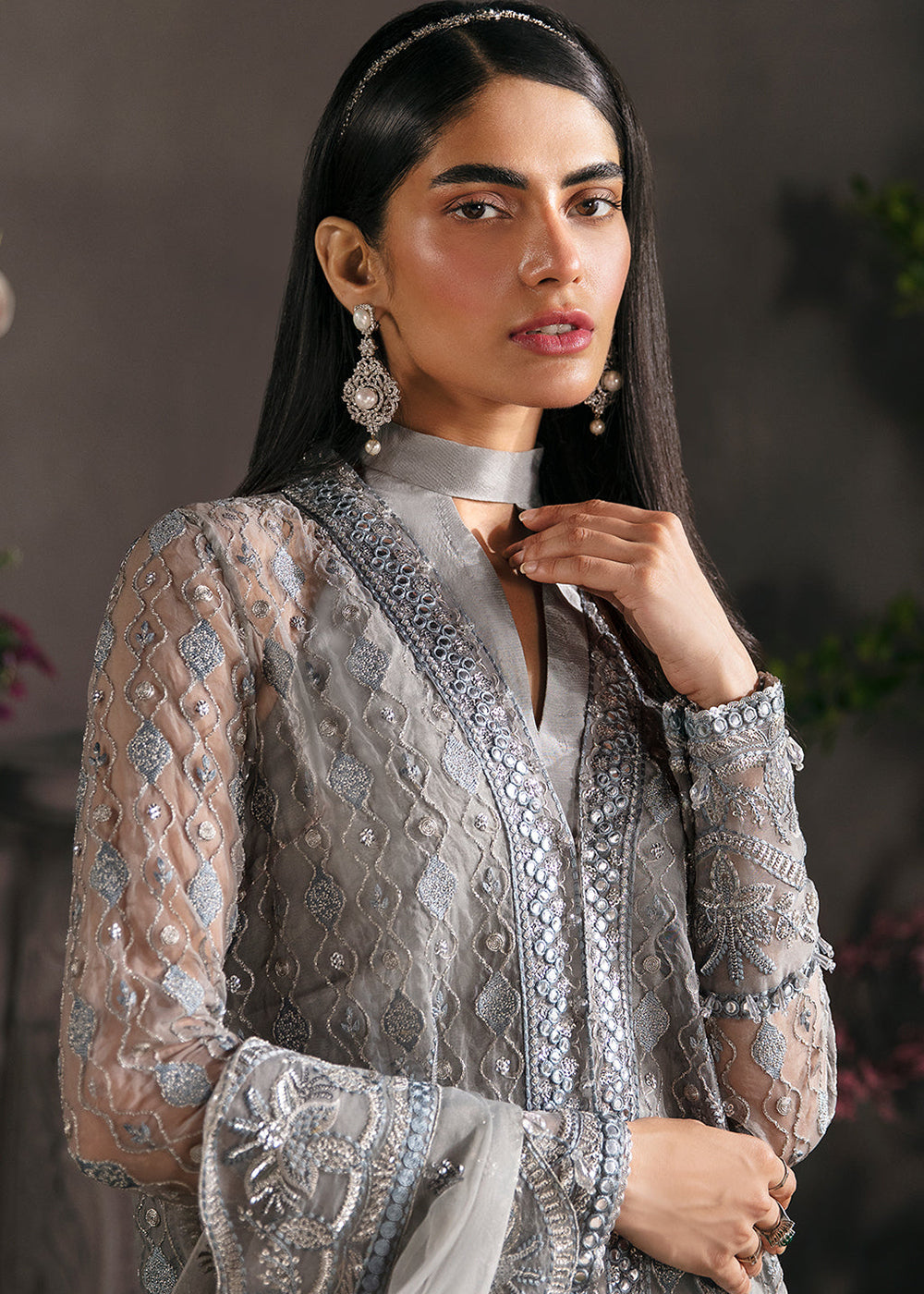 silver pakistani dress Traditional Pakistani Silver Bridal Lehenga Dress for Bride BridalLehenga
