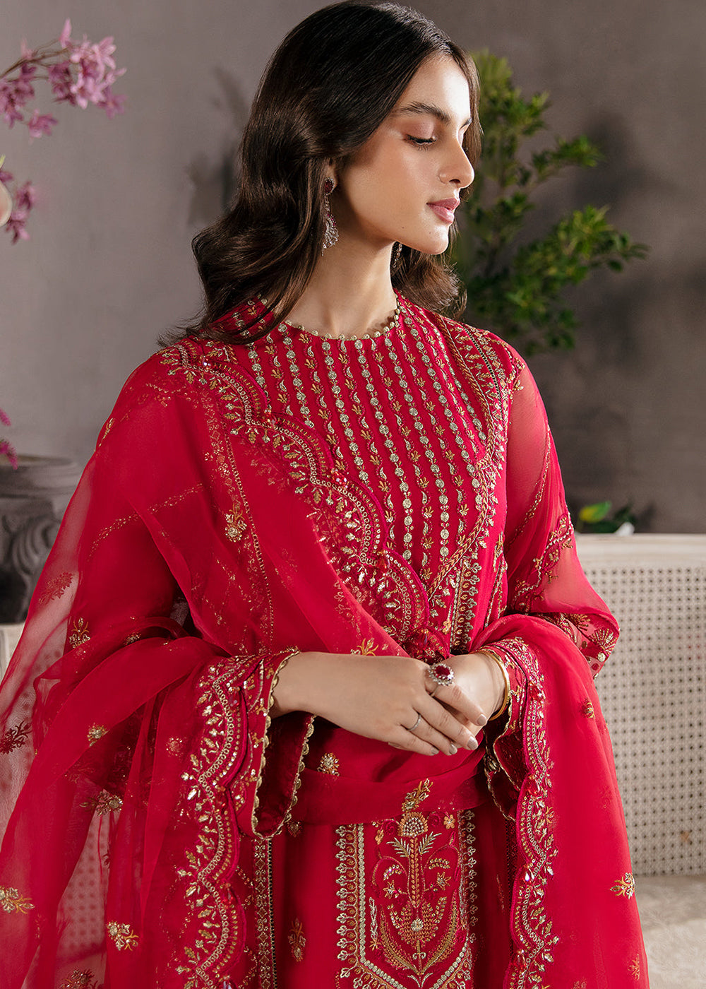 Buy Now Red Pakistani Salwar Suit - Afrozeh La Fuchsia Formals '23 - Carmine Online in USA, UK, Canada & Worldwide at Empress Clothing. 