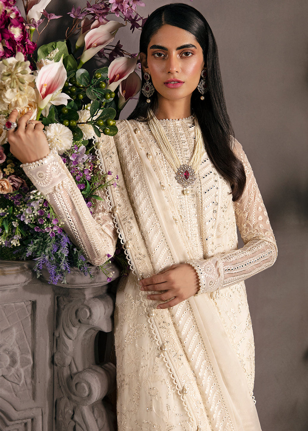 Buy Now Off White Pakistani Salwar Suit - Afrozeh La Fuchsia Formals '23 - Daisy Glow Online in USA, UK, Canada & Worldwide at Empress Clothing.