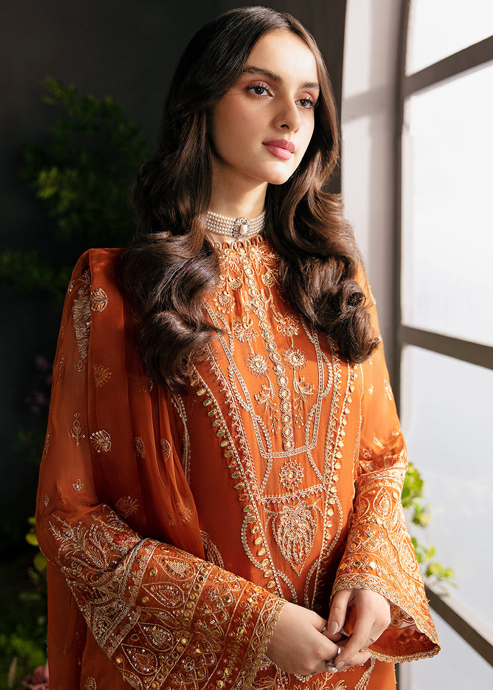 afrozeh orange dress AFROZEH BURNT ORANGE LUXURY WEDDING EDITION| UNSTITCHED COLLECTION| TO Shaebiz Collection