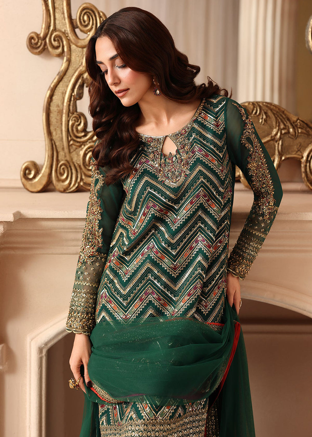Buy Now Dastaan E Jashan Luxury Chiffon '26 by Charizma | DJW6-07 Online in US, UK, Canada, France, Italy, Germany, Greece, Sweden, UAE & Worldwide at Empress.