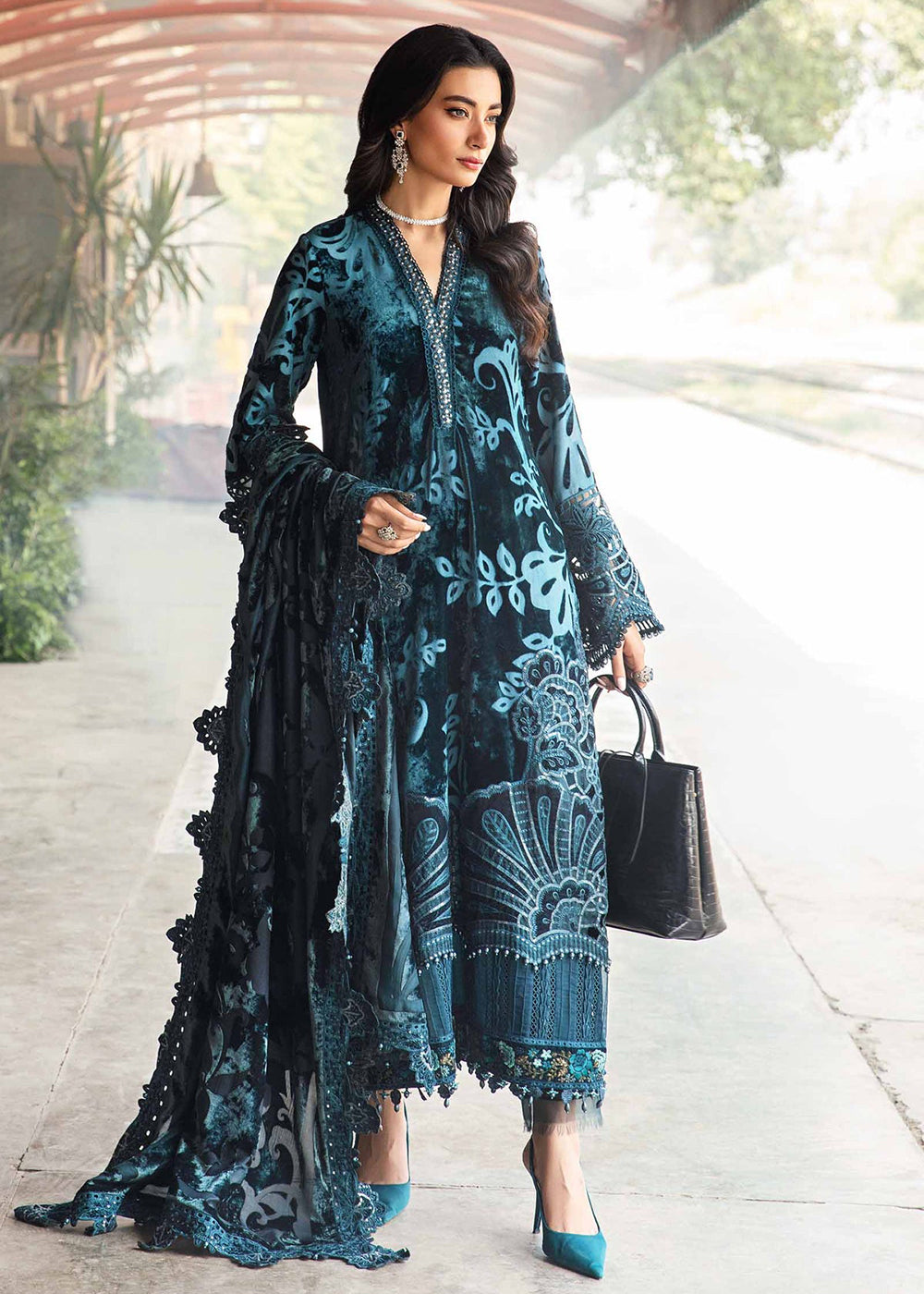 Buy Original Pakistani Dresses in USA UK Canada MariaB Asim Jofa Tagged Teal Empress Clothing