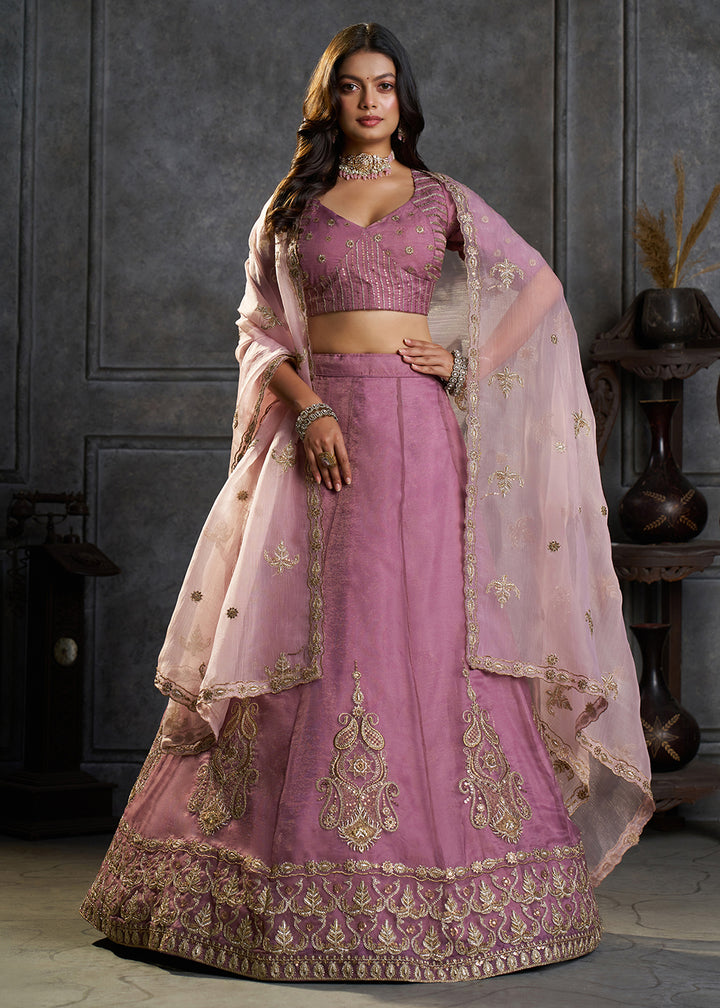 Shop Now Fancy Lilac Organza Embroidery Designer Lehenga Choli Online in USA, UK, Canada, France, Germany, Spain, Austria, Sweden, UAE &amp; Worldwide at Empress.