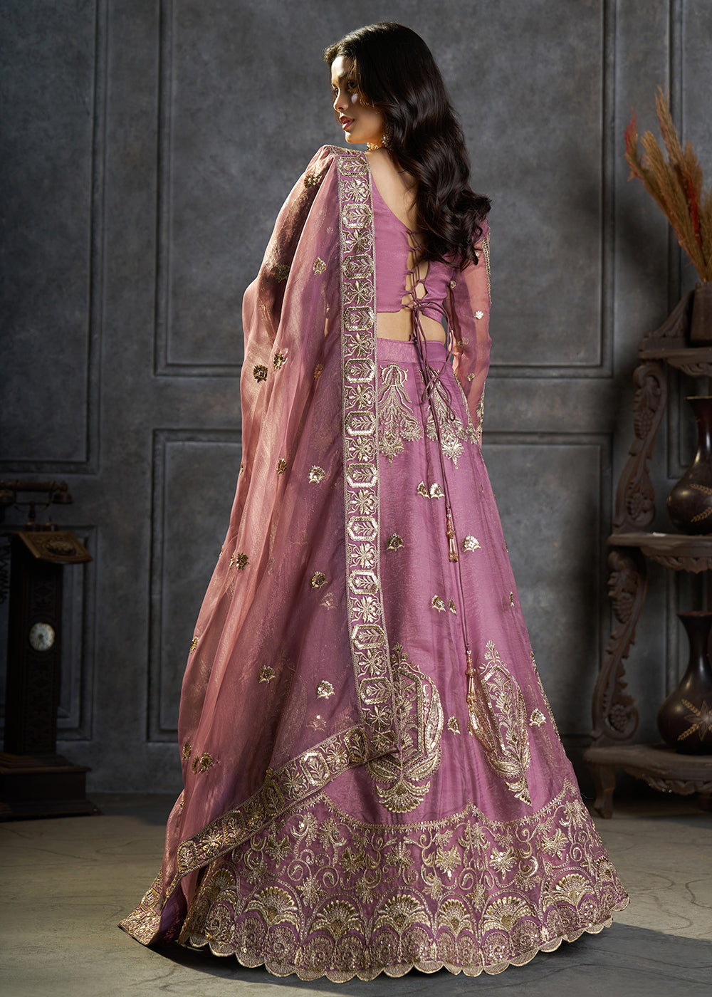 Shop Now Fancy Lavender Organza Embroidery Designer Lehenga Choli Online in USA, UK, Canada, France, Germany, Spain, Austria, Sweden, UAE &amp; Worldwide at Empress.
