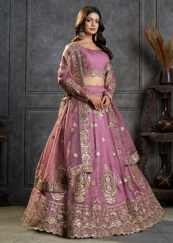 Shop Now Fancy Lavender Organza Embroidery Designer Lehenga Choli Online in USA, UK, Canada, France, Germany, Spain, Austria, Sweden, UAE &amp; Worldwide at Empress.