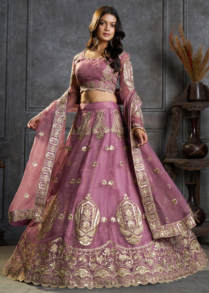 Shop Now Fancy Lavender Organza Embroidery Designer Lehenga Choli Online in USA, UK, Canada, France, Germany, Spain, Austria, Sweden, UAE &amp; Worldwide at Empress.