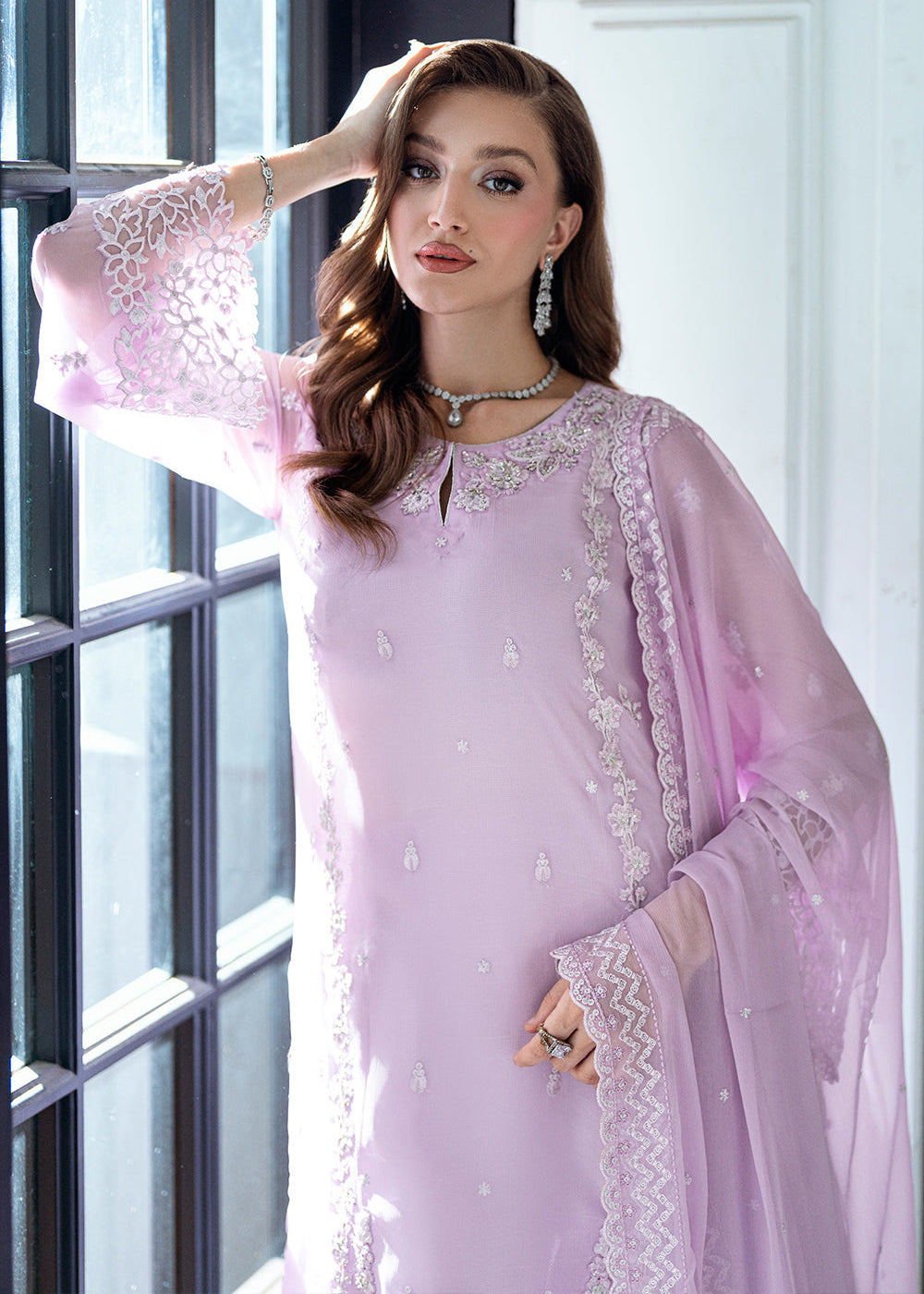 Buy Now Ensembles Embroidered Formals '25 Vol 2 by Azure | Dewy Lavender Online in USA, UK, Canada, France, Italy, Germany, UAE & Worldwide at Empress Clothing.