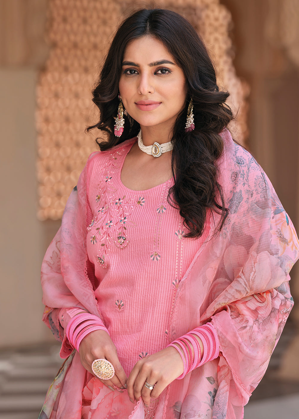 Buy Now Superior Pink Cotton Khatli Hand Work Casual Salwar Suit Online in USA, UK, Canada, Germany, Australia & Worldwide at Empress Clothing.