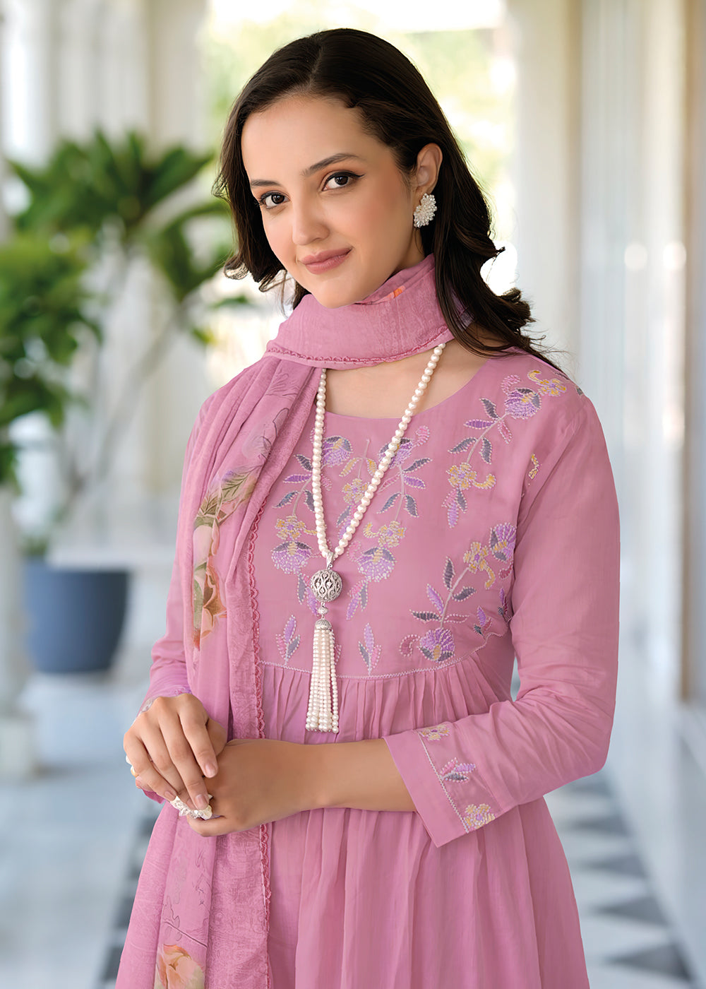 Buy Now Graceful Pink Mal Mal Cotton Salwar Suit Online in USA, UK, Canada, Germany, Australia & Worldwide at Empress Clothing. 