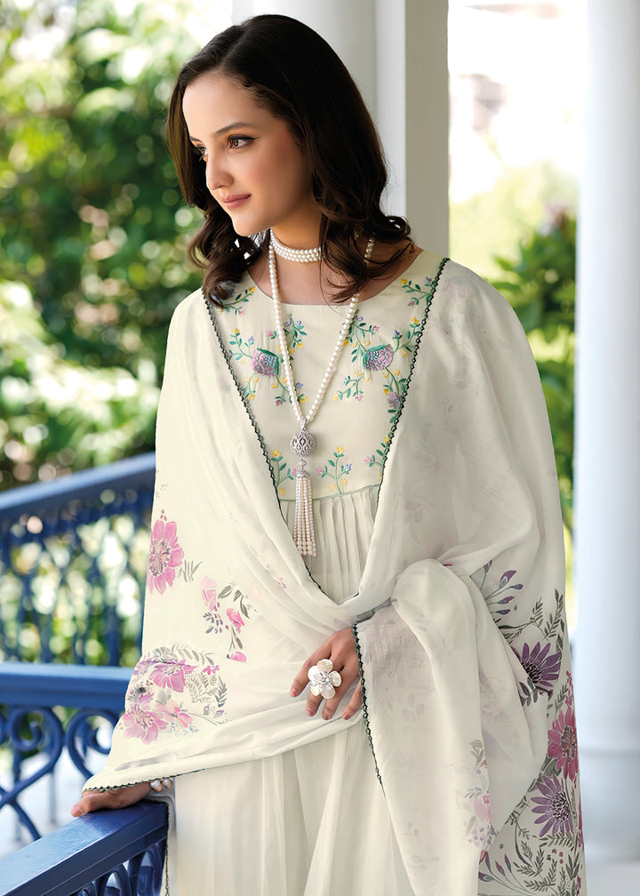 Buy Now Graceful Off White Mal Mal Cotton Salwar Suit Online in USA, UK, Canada, Germany, Australia & Worldwide at Empress Clothing.