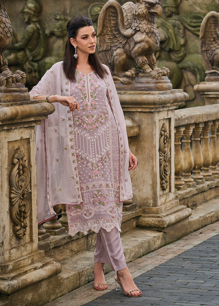 Buy Now Purple Soft Organza Embroidered Designer Salwar Suit Online in USA, UK, Canada, Germany, Australia & Worldwide at Empress Clothing.