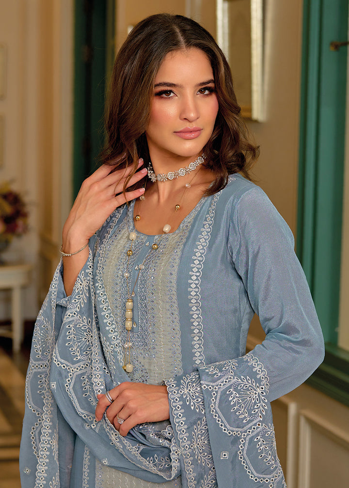 Buy Now Exquisite Blue Premium Silk Festive Wear Salwar Suit Online in USA, UK, Canada, Germany, Australia & Worldwide at Empress Clothing. 