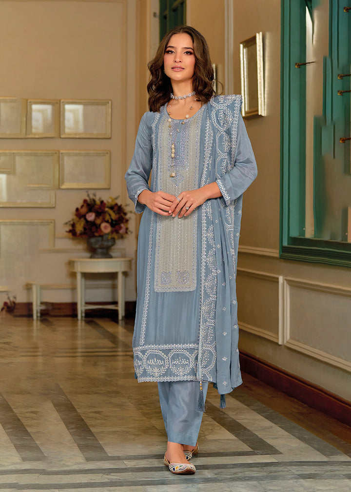 Buy Now Exquisite Blue Premium Silk Festive Wear Salwar Suit Online in USA, UK, Canada, Germany, Australia & Worldwide at Empress Clothing. 