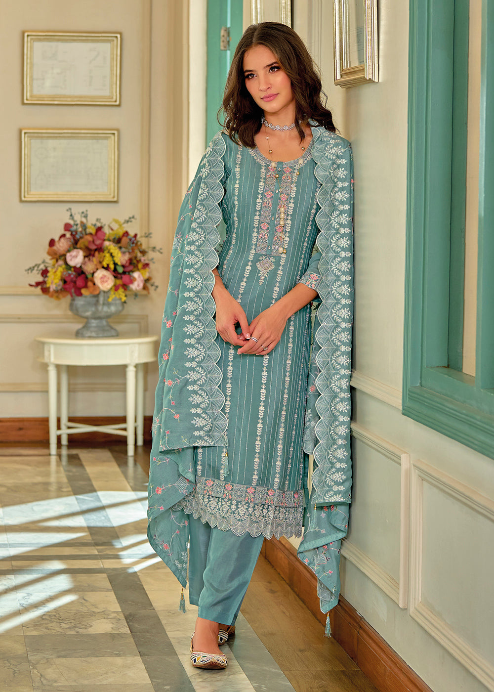 Buy Now Exquisite Green Premium Silk Festive Wear Salwar Suit Online in USA, UK, Canada, Germany, Australia & Worldwide at Empress Clothing. 