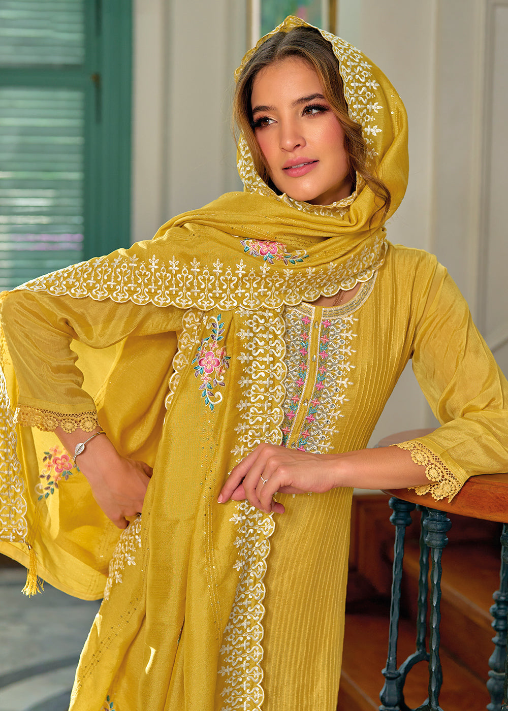 Buy Now Exquisite Yellow Premium Silk Festive Wear Salwar Suit Online in USA, UK, Canada, Germany, Australia & Worldwide at Empress Clothing.
