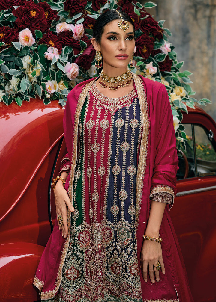 Buy Now Chinnon Multicolor Embroidered Punjabi Style Salwar Suit Online in USA, UK, Canada, Germany, Australia & Worldwide at Empress Clothing. 