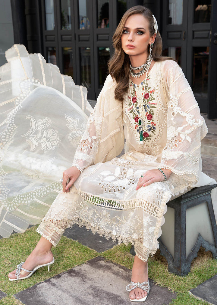Buy Now Pretty Cream Floral Suit - Maria B Lawn Eid Collection 2023 - EL-23-01 Online in USA, UK, Canada & Worldwide at Empress Clothing. 