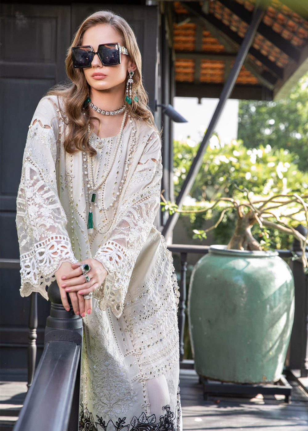 Buy Now Off White Embroidered Suit - Maria B Lawn Eid Collection 2023 - EL-23-02 Online in USA, UK, Canada & Worldwide at Empress Clothing.