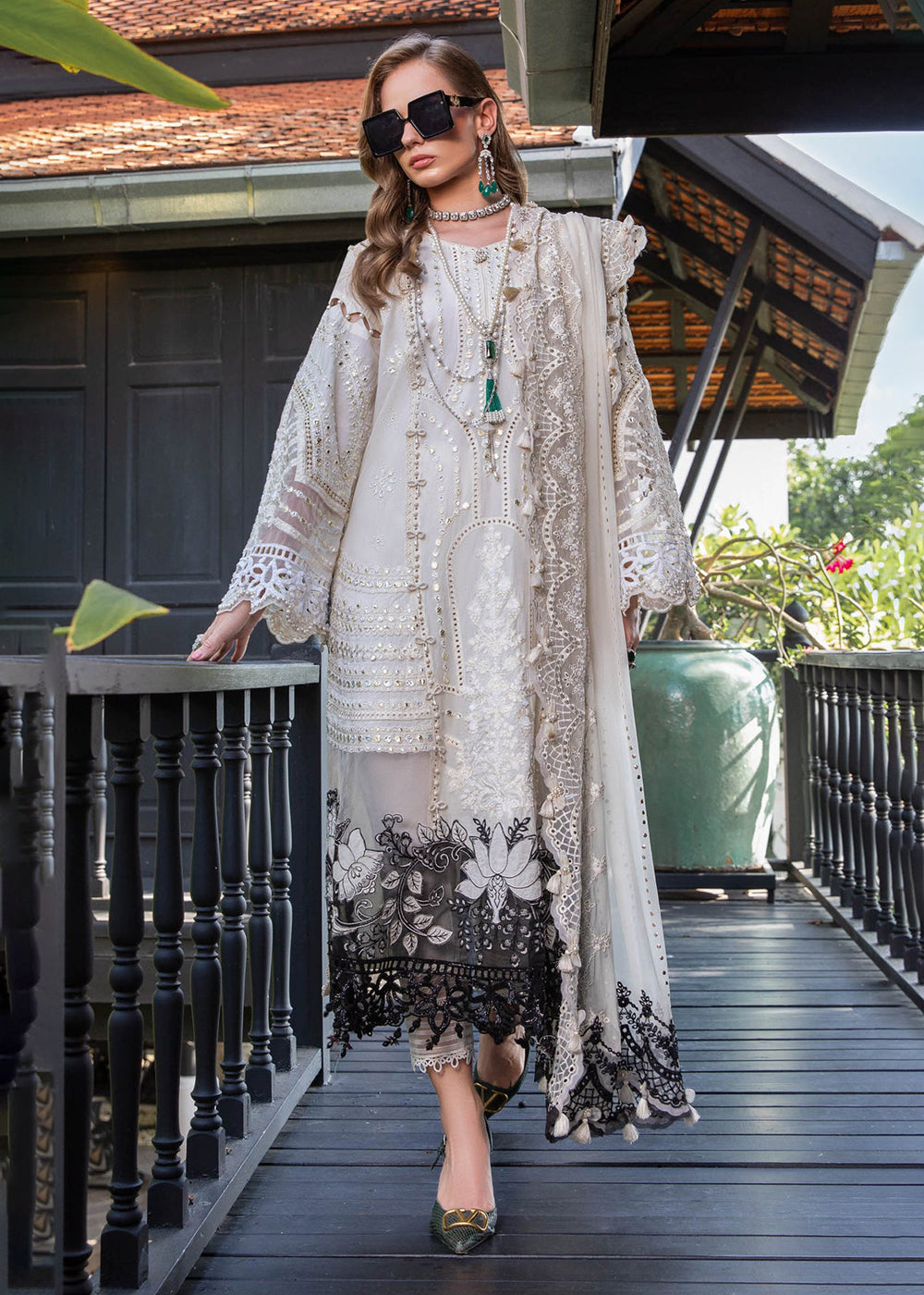 Buy Now Off White Embroidered Suit - Maria B Lawn Eid Collection 2023 - EL-23-02 Online in USA, UK, Canada & Worldwide at Empress Clothing.