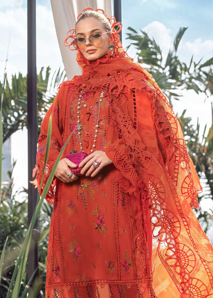 Buy Now Brunt Orange Embroidered Suit - Maria B Lawn Eid Collection 2023 - EL-23-03 Online in USA, UK, Canada & Worldwide at Empress Clothing.