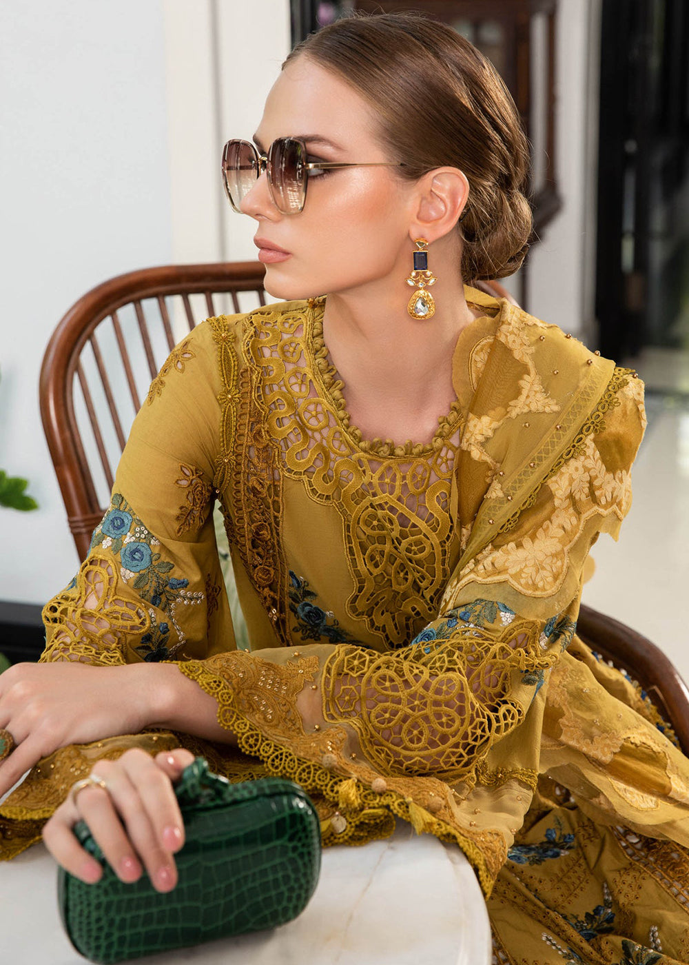 Buy Now Mustard Embroidered Suit - Maria B Lawn Eid Collection 2023 - EL-23-06 Online in USA, UK, Canada & Worldwide at Empress Clothing.